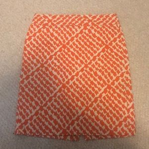 J crew orange and cream patterned skirt